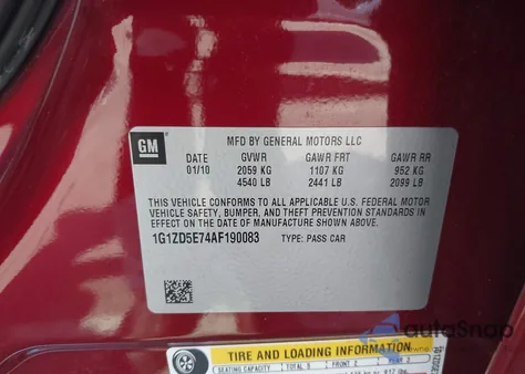 2010 Chevrolet Malibu из США, поврежденный, VIN 1G1ZD5E74AF1900